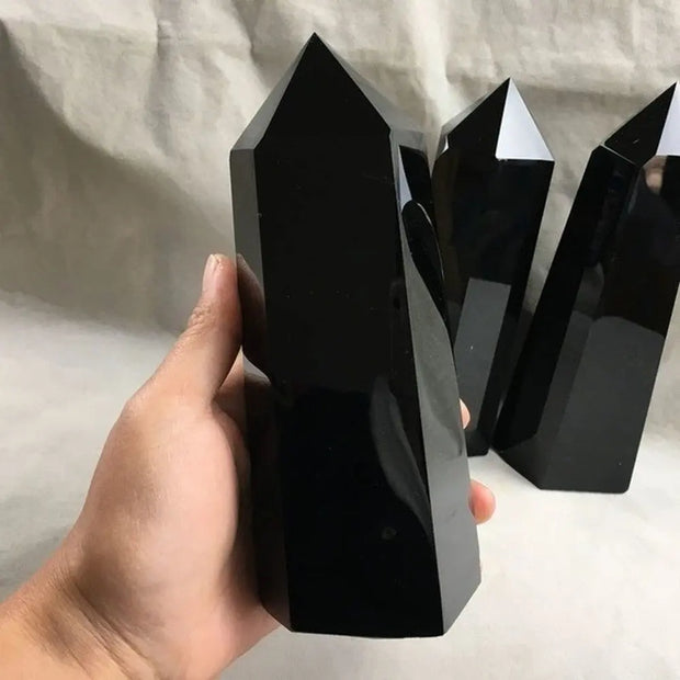 1000g Black Obsidian Obelisk Tower - Extra Large Natural Obsidian Crystal Pillar Point for Tarot, Reiki, Witchcraft, Feng Shui Wicked Tender