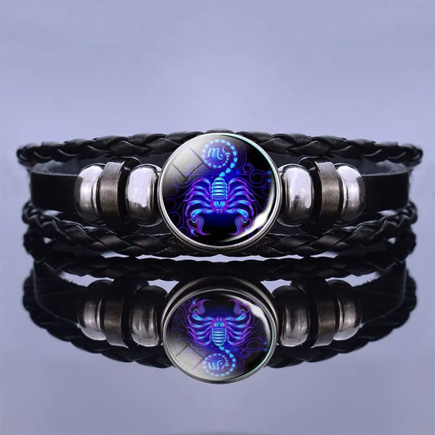 Glow In The Dark Bracelet Zodiac Sign Glow In The Dark Bracelet - Personalized Leather Bracelets Wicked Tender