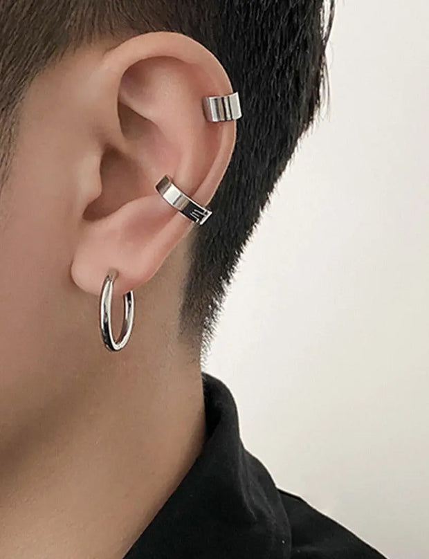 3-Piece Silver Punk Ear Cuff Set - Adjustable Stainless Steel Ear Fashion Accessories Wicked Tender