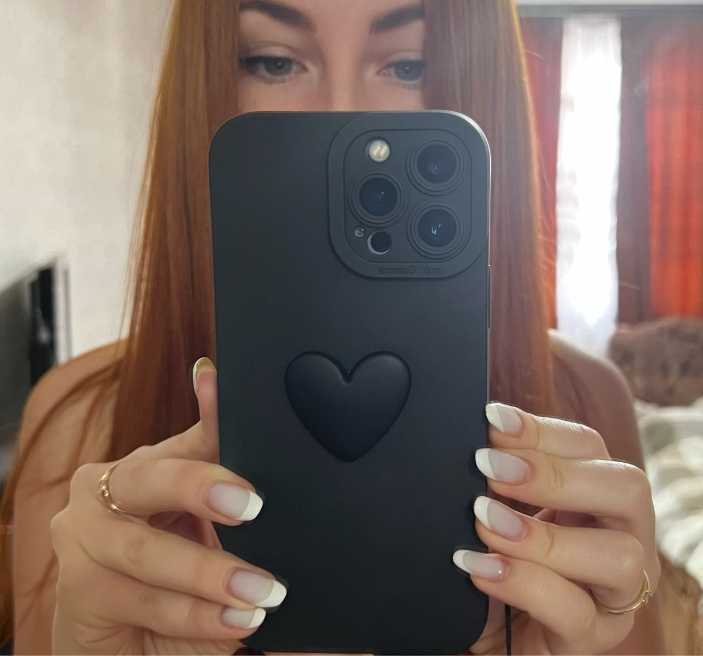 3D Heart Black Aesthetic Phone Case - Cute & Protective