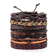 Mens Stacked Bracelets 5-Piece Mens Stacked Bracelets - Mens Leather Bracelets Braided Wicked Tender