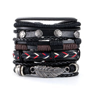 Mens Stacked Bracelets 5-Piece Mens Stacked Bracelets - Mens Leather Bracelets Braided Wicked Tender