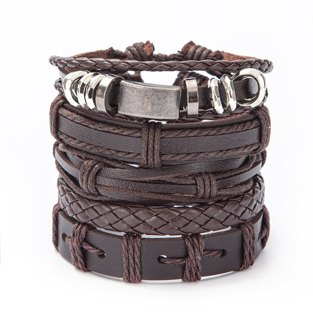 Mens Stacked Bracelets 5-Piece Mens Stacked Bracelets - Mens Leather Bracelets Braided Wicked Tender