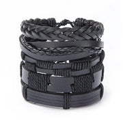 Mens Stacked Bracelets 5-Piece Mens Stacked Bracelets - Mens Leather Bracelets Braided Wicked Tender