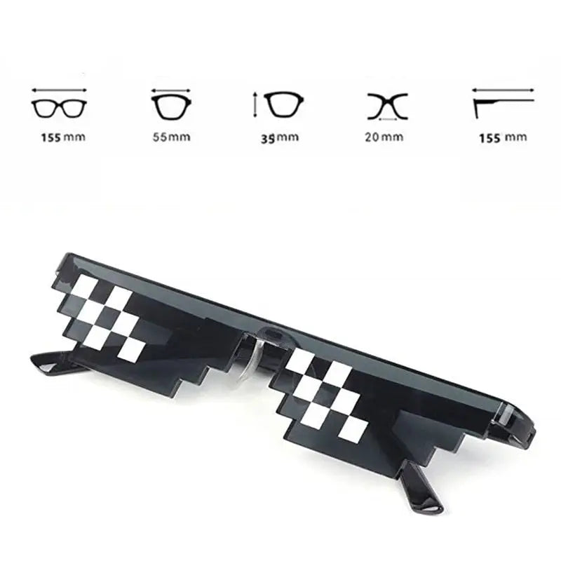 thug life goggles 8-Bit Meme Sunglasses – Funny Pixel Sunglasses for Parties Pink Double Pixel Bike bag Disney Pixar Cars Gear Länge:330mm smart look.