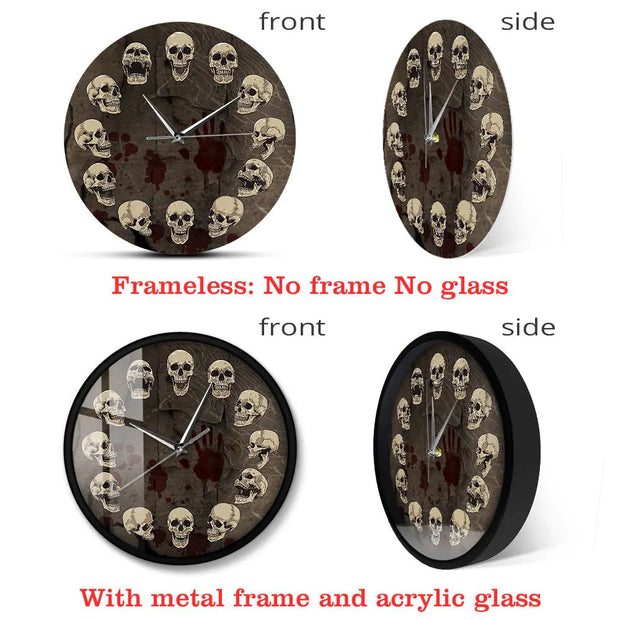 Anatomical Human Skull Face Clock - Silent Non-ticking Hanging Wall Clock Art Home Decoration Wicked Tender