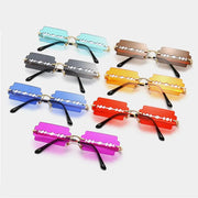 Aperture - Womens Unique Small Frame Rimless Punk Fashion Sunglasses, Clear Gradient Neon Coloured Lens with Middle Slit Opening Wicked Tender