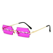 Aperture - Womens Unique Small Frame Rimless Punk Fashion Sunglasses, Clear Gradient Neon Coloured Lens with Middle Slit Opening Wicked Tender