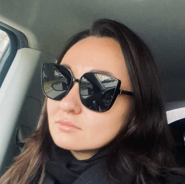 Bastet - Womens Oversized Cat Eye Sunglasses, Thick Frame, Mirror Lens Wicked Tender