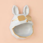Big Mouth French Bulldog with Gold Sunglasses Resin Statue Wall Mounted Storage Container - Indoor Home Decoration Cartoon Frenchie Head Sculpture Wicked Tender