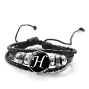 Black and White Bracelet Initial Letter Black and White Bracelet - Personalized Leather Bracelets Wicked Tender