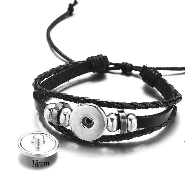 Black and White Bracelet Initial Letter Black and White Bracelet - Personalized Leather Bracelets Wicked Tender