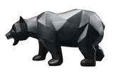 Black Bear Statue Indoor Decoration - Modern Geometric Abstract Home Forest Wildlife Sculpture for Tabletop or Shelf Wicked Tender