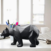 Black Bear Statue Indoor Decoration - Modern Geometric Abstract Home Forest Wildlife Sculpture for Tabletop or Shelf Wicked Tender