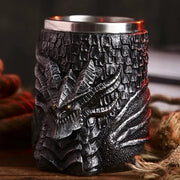 Dragon Mug Black Dragon King Dragon Mug - Epic Medieval Fantasy 600ml Stainless Steel Tankard Wicked Tender