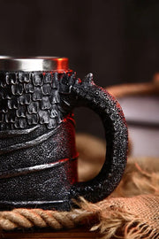 Dragon Mug Black Dragon King Dragon Mug - Epic Medieval Fantasy 600ml Stainless Steel Tankard Wicked Tender