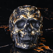 Black Gold Skull Sculpture - Handmade Gothic Decoration Wicked Tender