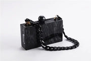 Black Marble Box Clutch Purse - Patterned Evening Bag Wicked Tender
