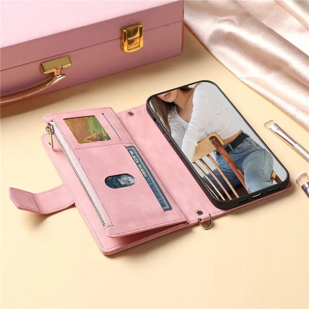 Black, White, Pink, Soft Leather Phone Case Samsung, Chic Diamond Lattice, Cute Phone Case With Zipper Wallet Cardholder, Strap, A Series, S Series, Plus, FE, Ultra Wicked Tender