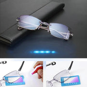 Blue Light Reading Glasses - Clear Clear Anti Glare Blue Light Glasses with Blue Light Filter, Stylish, Rimless Computer Blue Light Glasses Bifocal Blue Light Reading Glasses Wicked Tender
