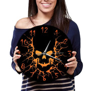 Breaking Through Lava Skull Wall Clock - Silent Non-ticking Hanging Wall Clock Art Home Decoration, Gothic Orange and Black Halloween Clock Wicked Tender
