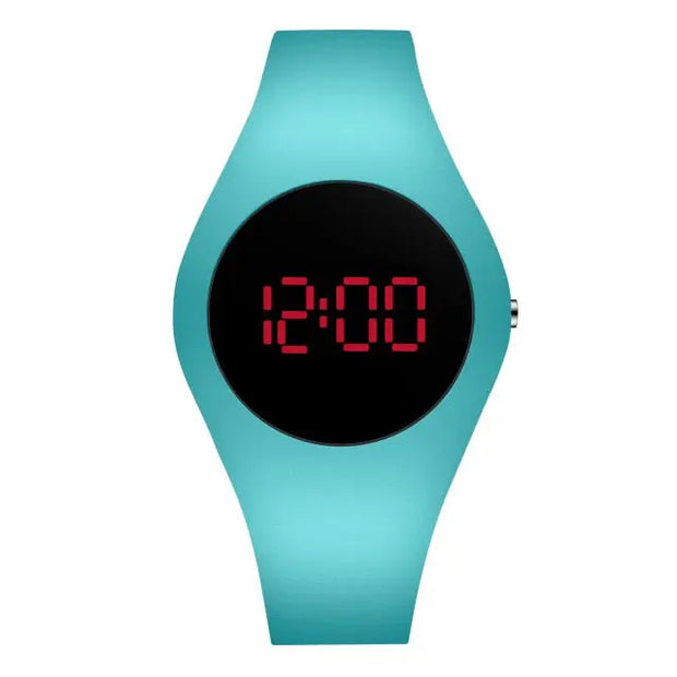 Casual Round Silicone Jelly Digital Watch  - Simple Round Electronic Touchscreen Smart Watch in Turquoise, Green, White, Orange, Rose, Black Wicked Tender