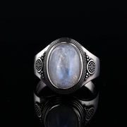 Casual Vintage Moonstone Sterling Silver Ring - Simple Retro Design with Natural Gemstone Wicked Tender