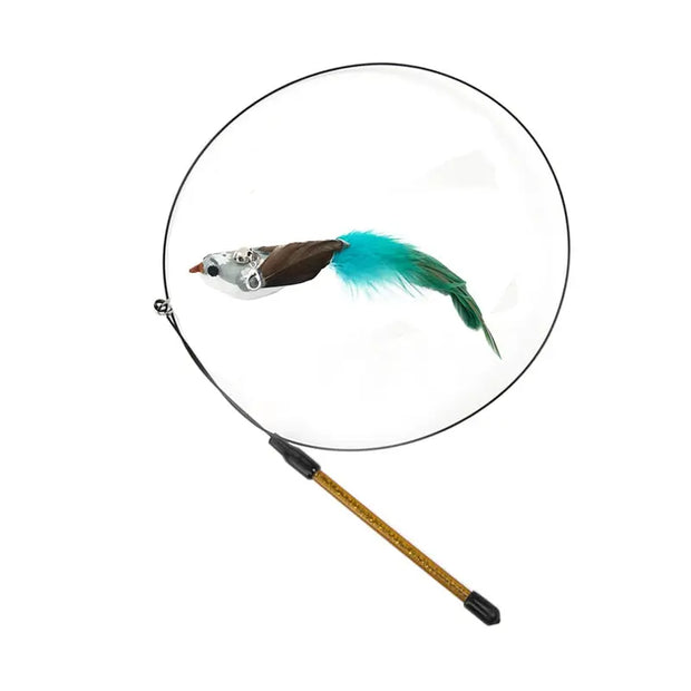 Toy Bird For Cats Cat Fisher with Feathers - Interactive Play Stick with Toy Bird For Cats Wicked Tender