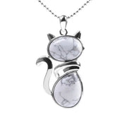 Cat-Shaped Gemstone Pendant Necklace -  Amethyst, Tiger Eye, Rose Quartz & More Wicked Tender