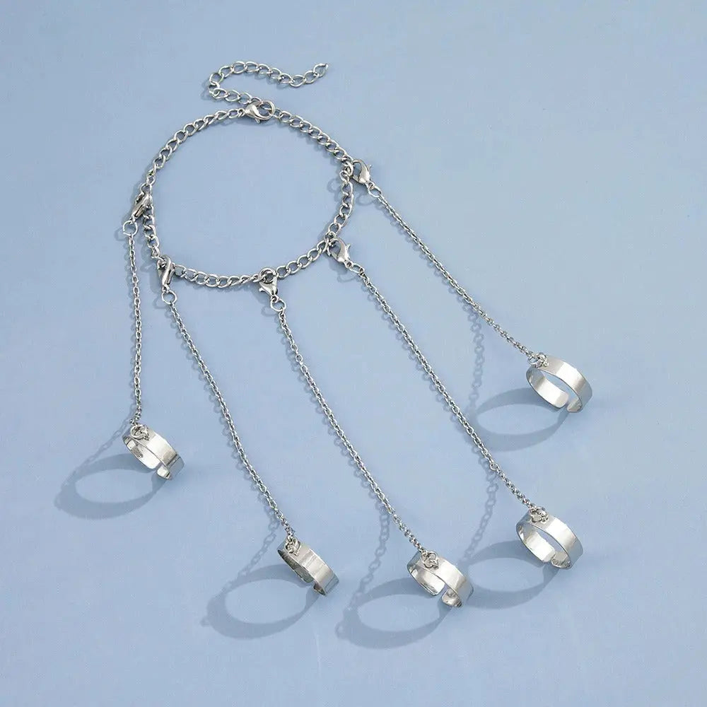 アクセサリー GLUCK chain bracele & Stone ring Set Cable chain bracele & Stone ring Set ブレスレット＆リング