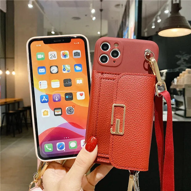 iPhone Case with Card Holder Classic Leather Wallet iPhone Case with Card Holder - Chic Cute iPhone Case with Strap for iPhone 6, 7, 8, X, XS, 11, 12, SE, Pro, Pro Max, Mini Wicked Tender