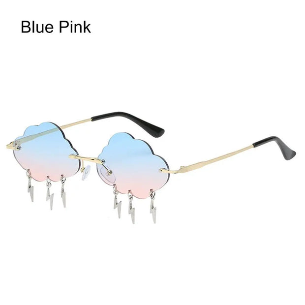 Cloud Sunglasses with Raindrops - Cloud Shaped Sunglasses Rain Cloud Sunglasses Bachelorette Party Sunglasses Bridal Party Sunglasses Pink Transparent Sunglasses Pink Rimless Sunglasses Cloud Sunglasses with Lightning Wicked Tender