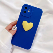 Colorful 3D Heart Phone Case - Cute iPhone Case for Girls Red Heart Phone Case Pink Heart Phone Case Purple Heart Phone Case Blue Phone Case with Yellow Heart iPhone X, XS, XR, 11, 12, SE, 13, 14, Pro, Pro Max Wicked Tender