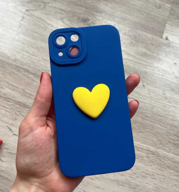 Colorful 3D Heart Phone Case - Cute iPhone Case for Girls Red Heart Phone Case Pink Heart Phone Case Purple Heart Phone Case Blue Phone Case with Yellow Heart iPhone X, XS, XR, 11, 12, SE, 13, 14, Pro, Pro Max Wicked Tender