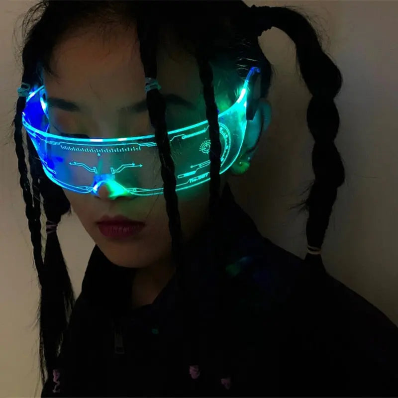 Cyberpunk Light Up Visor Sunglasses – Futuristic LED Shield Glasses – Wicked Tender