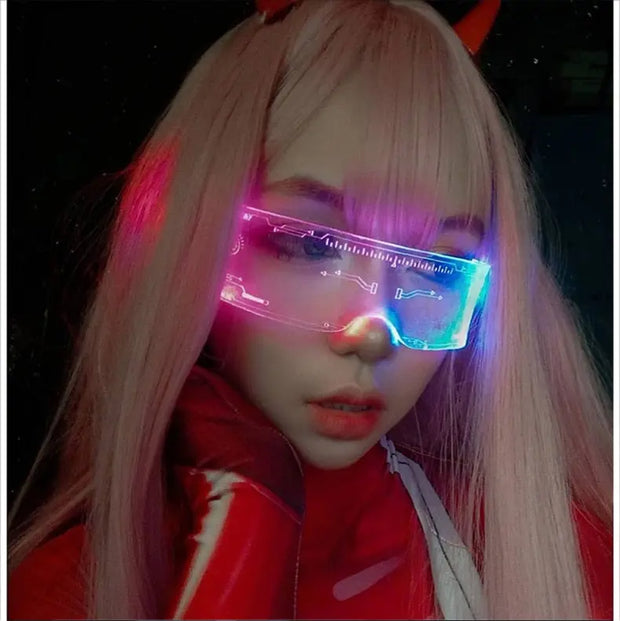 Cyberpunk Sunglasses Cyber Lights - Cyberpunk Sunglasses Light Up Visor Glasses Futuristic Wrap Around Sunglasses Wicked Tender