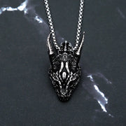 Skull Necklace Dark Drake Skull Dragon Pendant Necklace - Vintage Skull Necklace Wicked Tender