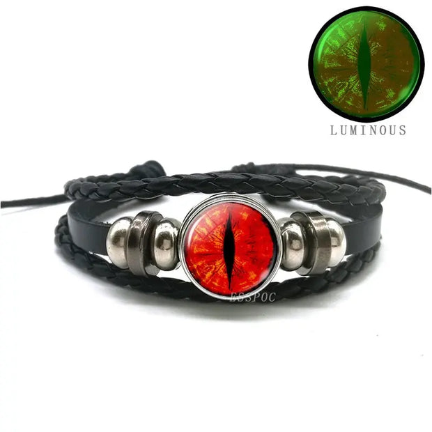 Dragon Eye Bracelet Dark Evil Dragon Eye Bracelet - Glow In The Dark Leather Gothic Bracelet Wicked Tender