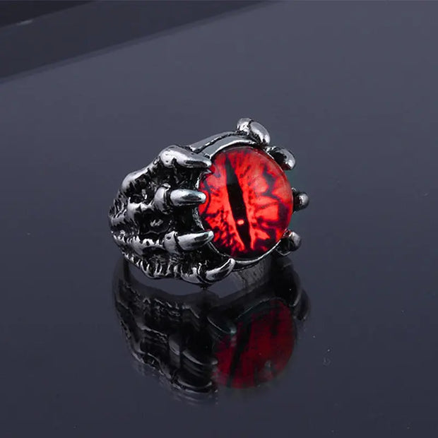 Dark Evil Dragon Eye Ring - Adjustable Medieval Gothic Ring Wicked Tender