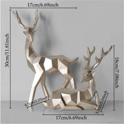 Deer Couple Statue Set - Two Piece Set of Modern Abstract Indoor Home Wildlife Decoration Animal Sculptures for Tabletop Wicked Tender
