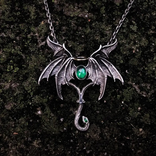 Gothic Necklace For Men Dragon Wing Demon Necklace - Large Evil Gothic Necklace For Men Wicked Tender