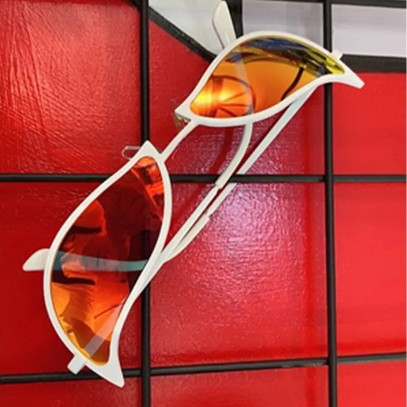 Diff Sunglasses White Cat Eye with Orange Mirrored Lenses Goldie Cateye Sunglasses | Apricot Crystal & Peach Mirror  main image 3
