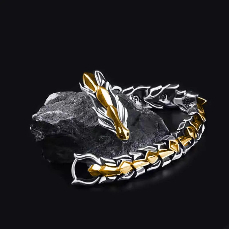Draconic Armour - Stainless Steel Dragon Scale Bracelet, Ouroboros Bracelet with Dragon Head Draconic Armour - Stainless Steel Dragon Scale Bracelet, Ouroboros Bracelet with Dragon Head