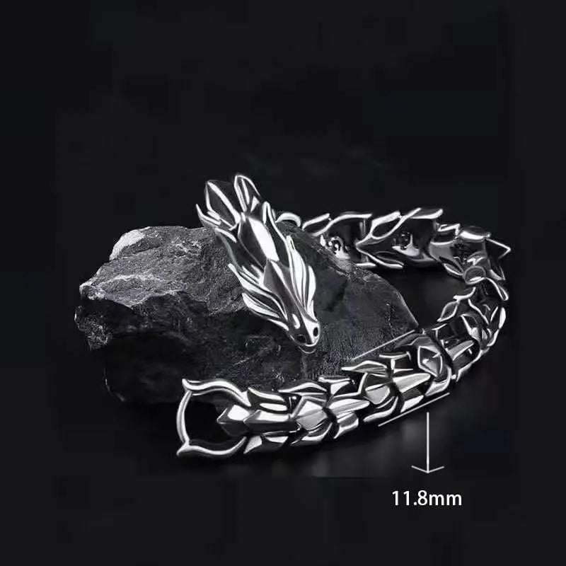 Draconic Armour - Dragon Scale Ouroboros Bracelet with Dragon Head