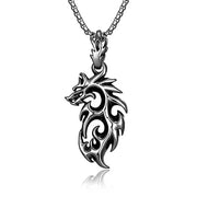 Gothic Necklace For Men Draconic Dominance Dragon Necklace - Stainless Steel Gothic Necklace For Men Wicked Tender