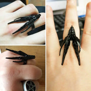 Dragon Ring Draconic Helm Dragon Ring - Open Adjustable Black Gothic Dragon Crown Ring Wicked Tender