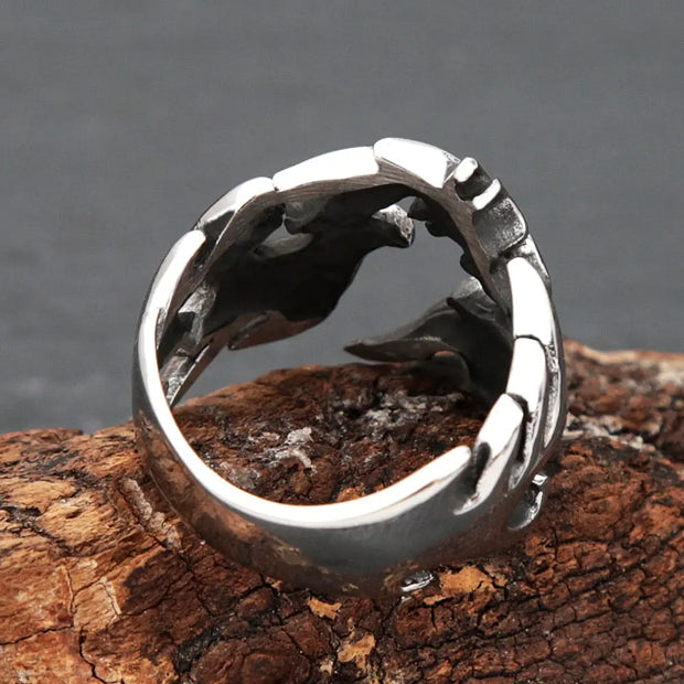 Black Stainless Steel Ring Draconic Hold Dragon Ring - Gothic Black Stainless Steel Ring Wicked Tender