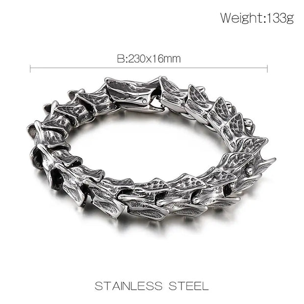 dragon bracelet Draconic Spine Dragon Bracelet - Large Heavy Stainless Steel Bracelet Wicked Tender