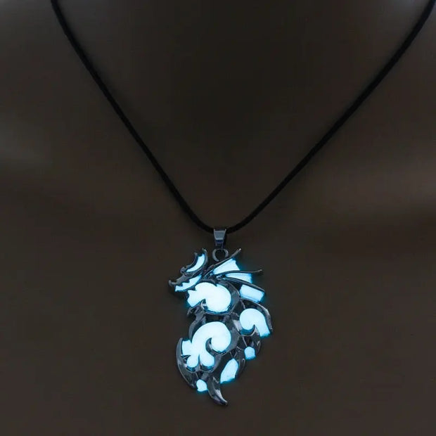 Draconic Triumph Thick Glow In The Dark Pendant Necklace - Blue or Green Wicked Tender