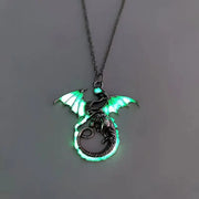 Glow In The Dark Dragon Necklace Dragon Dance Glow In The Dark Dragon Necklace for Women and Men - Blue or Green Wicked Tender